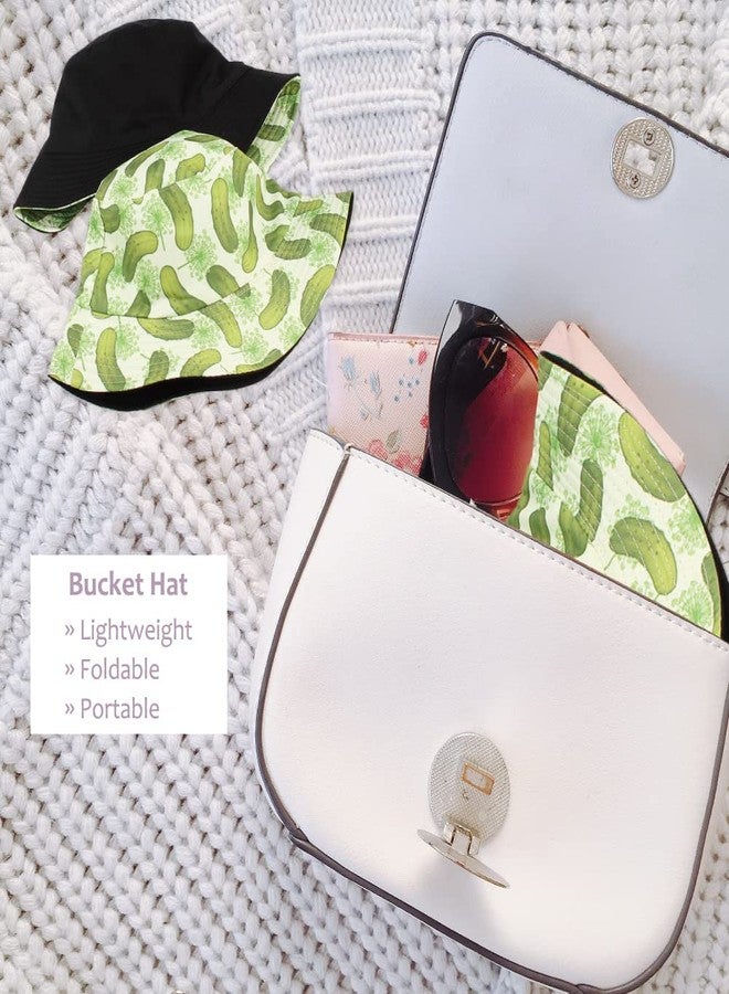 Gadfary Reversible Bucket Hat for Women Summer Travel Fisherman Cap, Girls Cute Double Side Wear Bucket Cap (Cucumber) - Image 5